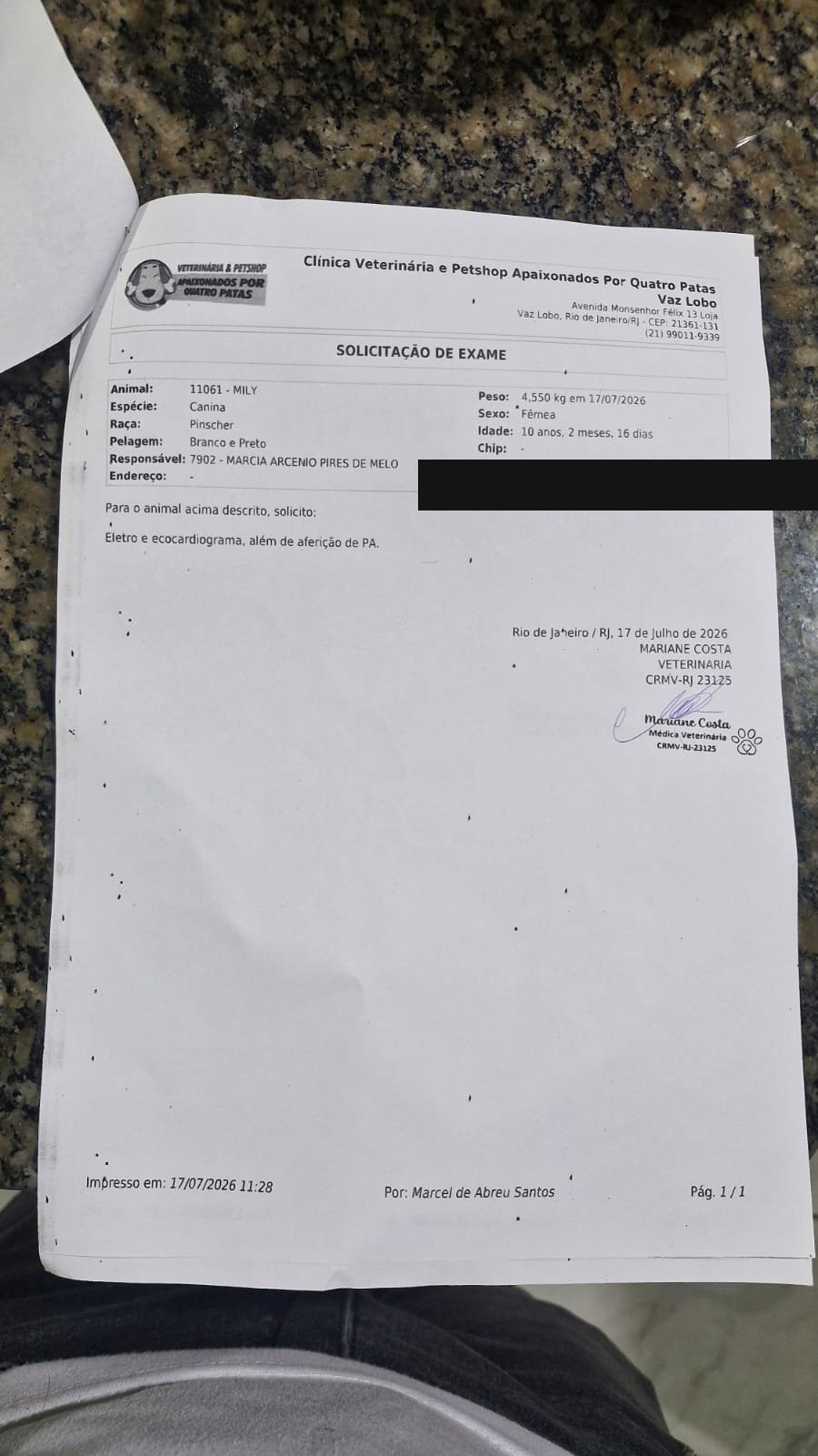 Solicitação de exame