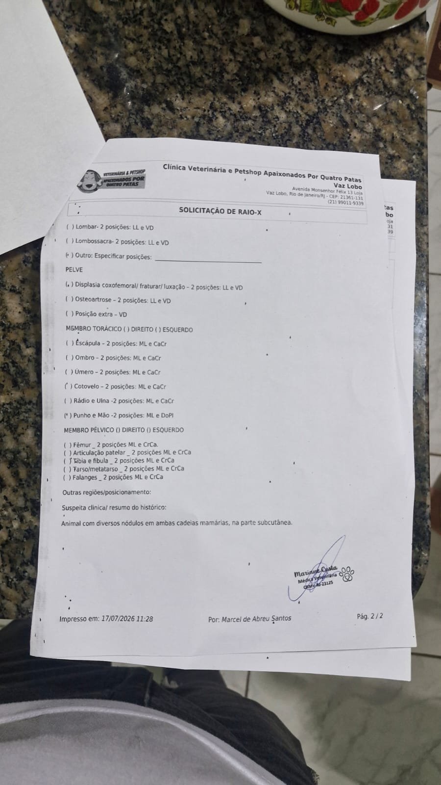 Solicitação de raio-x (2/2)