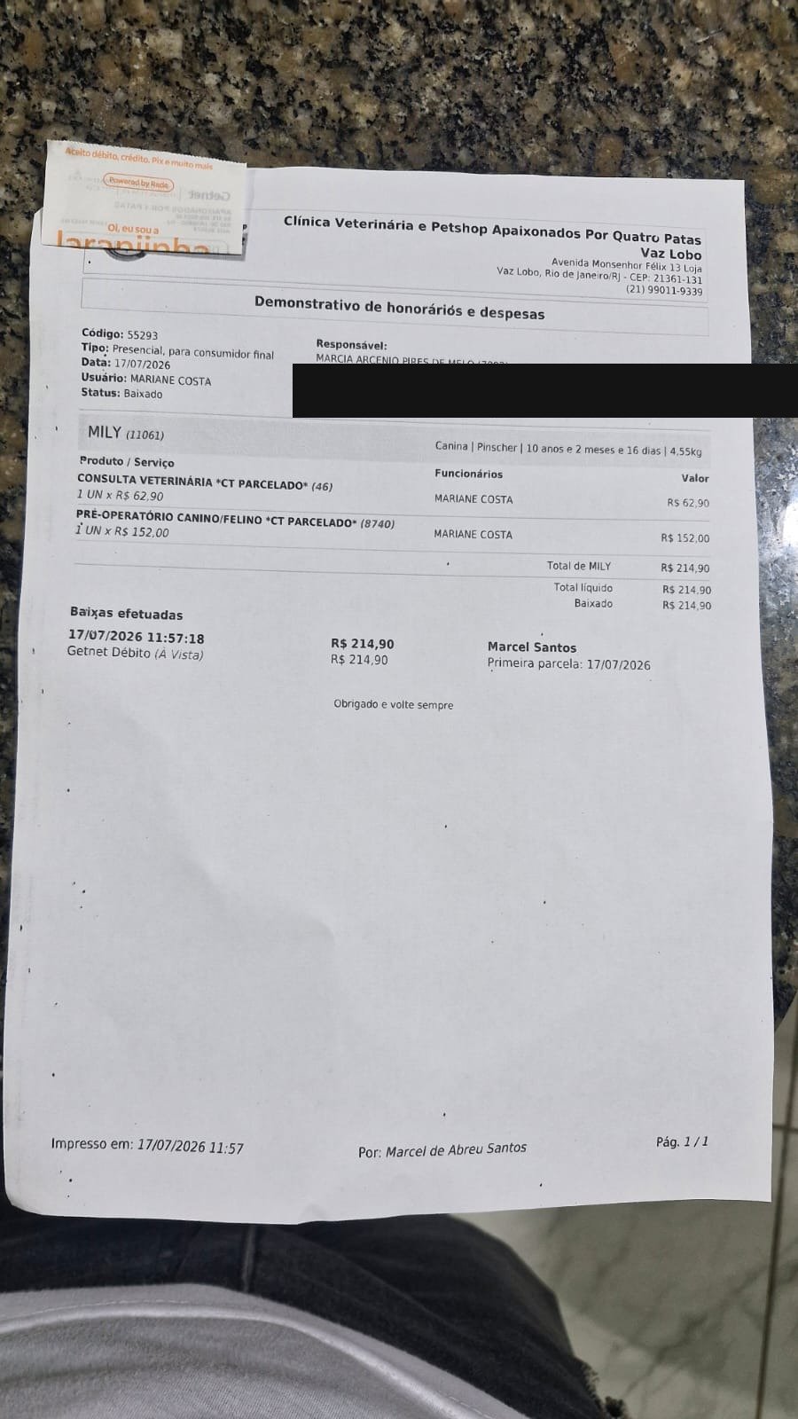 Recibo da consulta